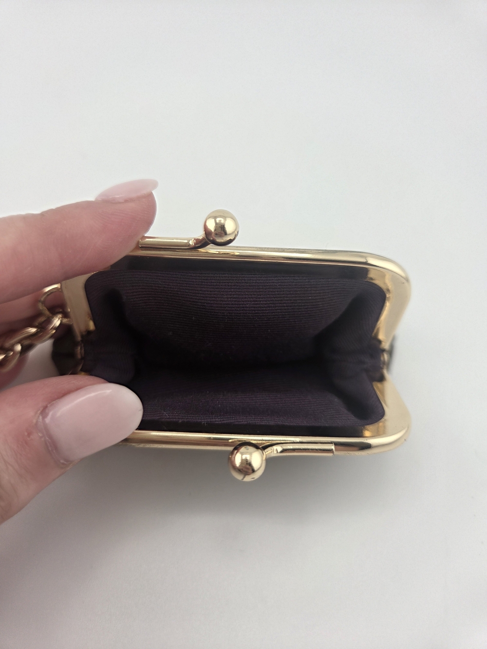 Coach Vintage Metallic Bronze Leather Kiss-Lock Keychain Coin Purse Charm - Picture 4 of 7